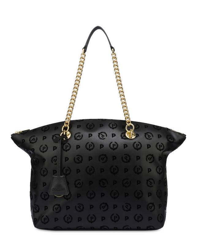 Pollini Tote Bag Heritage Flock Nero/nero Promozione Limitata