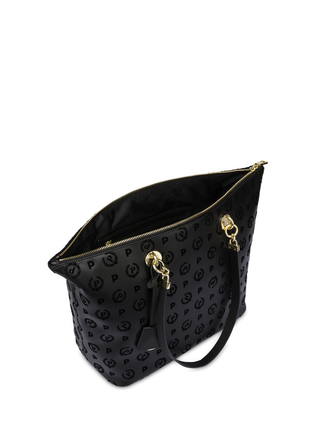 Pollini Shopping Bag Con Manici Intercambiabili Heritage Flock Nero/nero Online