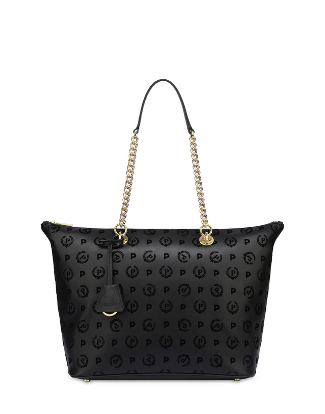 Pollini Shopping Bag Con Manici Intercambiabili Heritage Flock Nero/nero Online