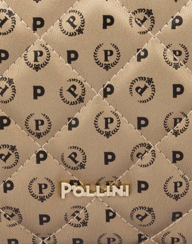 Pollini Borsa A Tracolla Heritage Matelassé Oro/nero In Vendita