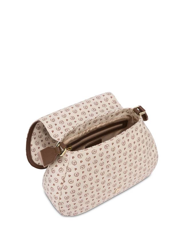 Pollini Borsa A Tracolla Heritage Denim Jacquard Avorio/marrone Vendita Calda