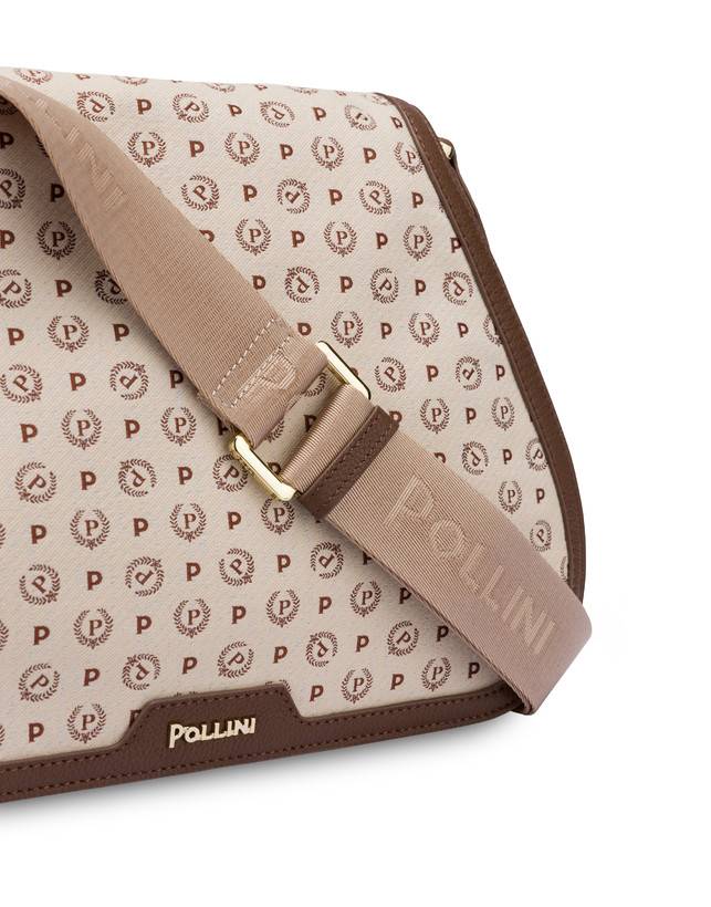 Pollini Borsa A Tracolla Heritage Denim Jacquard Avorio/marrone Vendita Calda