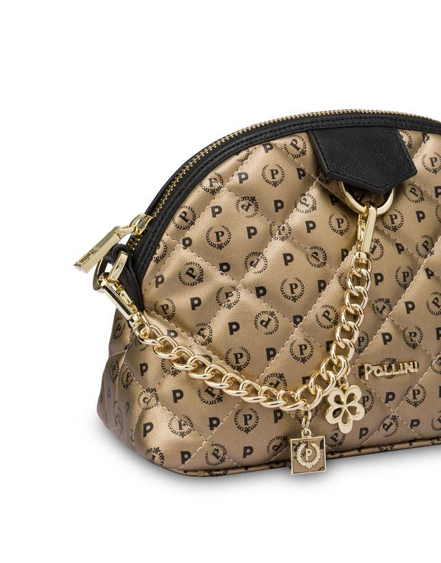 Pollini Borsa A Tracolla Heritage Matelassé Oro/nero Vendita Economica