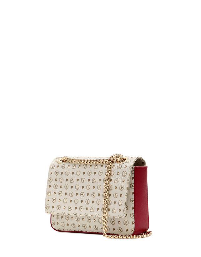 Pollini Borsa A Spalla Con Catena Heritage Logo Classic Avorio/lacca Negozio