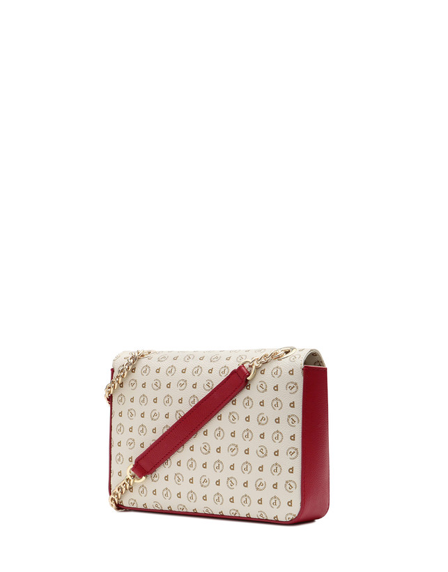 Pollini Borsa A Spalla Con Catena Heritage Logo Classic Avorio/lacca Negozio