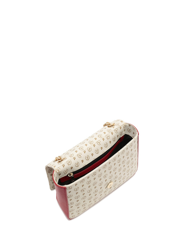 Pollini Borsa A Spalla Con Catena Heritage Logo Classic Avorio/lacca Negozio