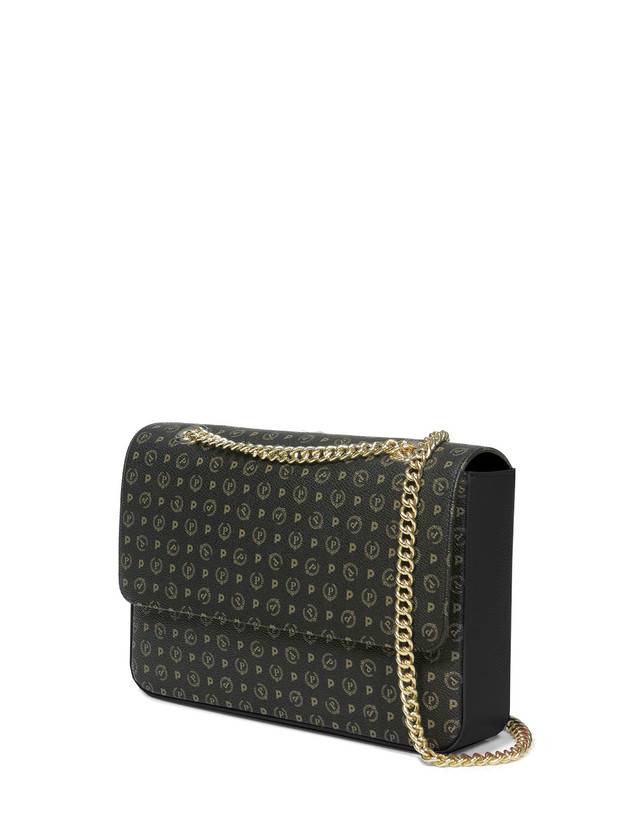 Pollini Borsa A Spalla Con Catena Heritage Logo Classic Nero/nero Nuova