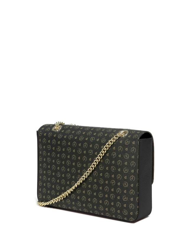 Pollini Borsa A Spalla Con Catena Heritage Logo Classic Nero/nero Nuova