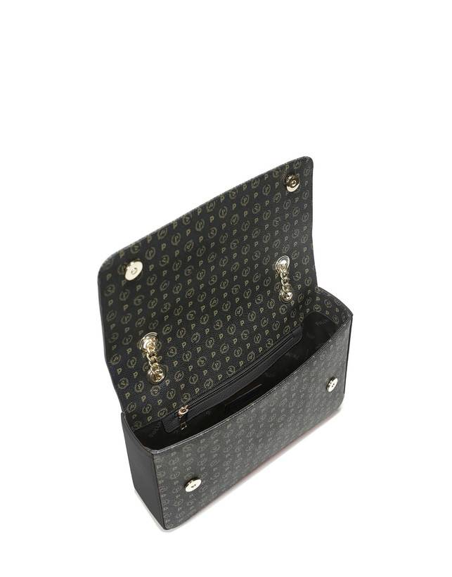 Pollini Borsa A Spalla Con Catena Heritage Logo Classic Nero/nero Nuova