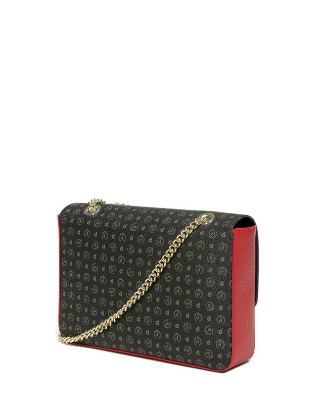 Pollini Borsa A Spalla Con Catena Heritage Logo Classic Nero/lacca Moda