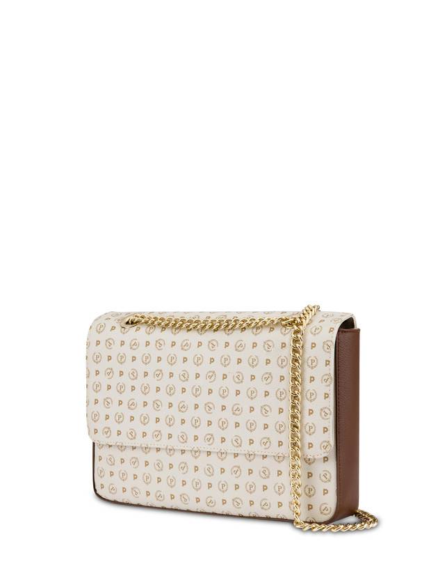 Pollini Borsa A Spalla Con Catena Heritage Logo Classic Avorio/marrone Spedizione gratuita