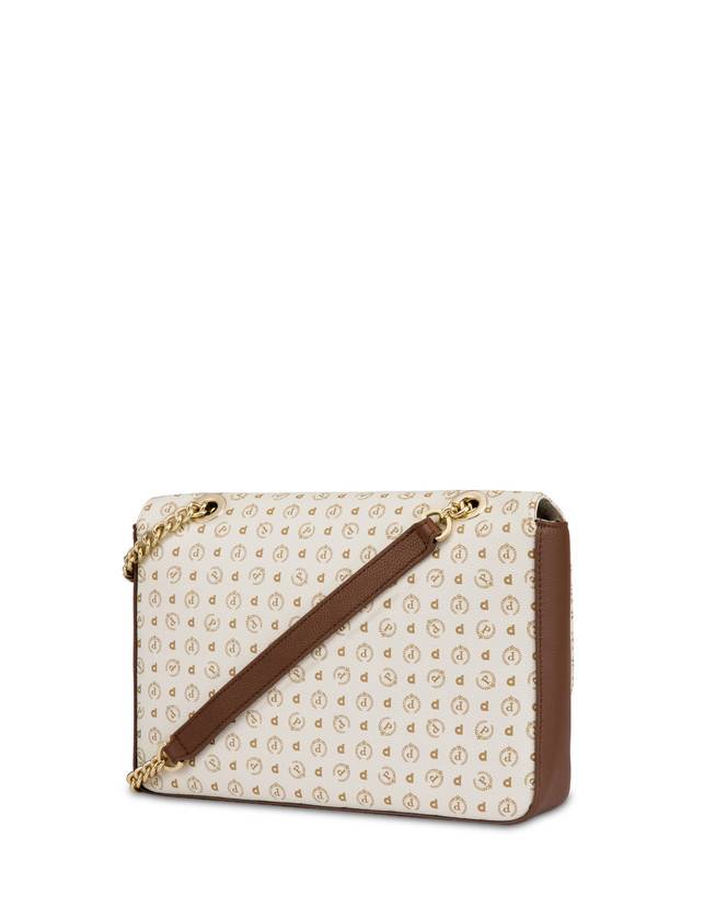Pollini Borsa A Spalla Con Catena Heritage Logo Classic Avorio/marrone Spedizione gratuita