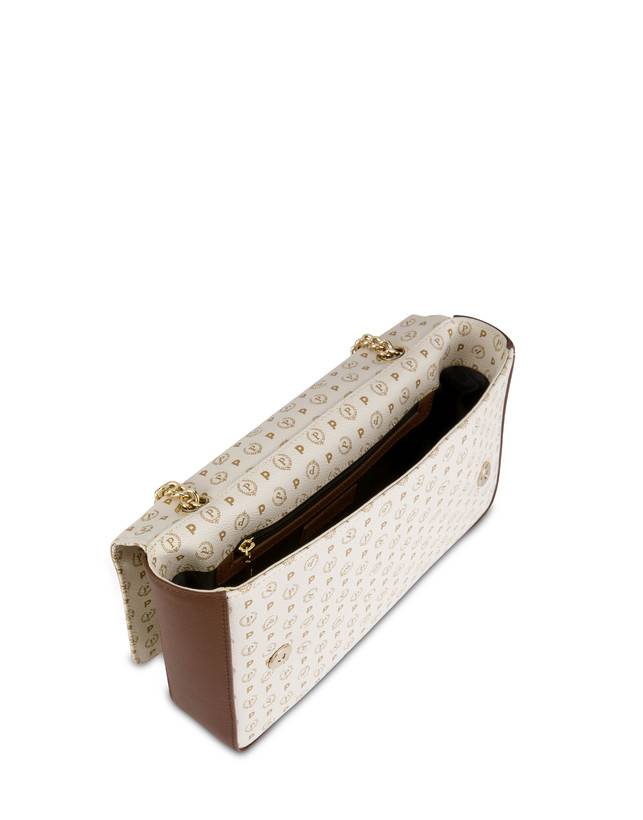 Pollini Borsa A Spalla Con Catena Heritage Logo Classic Avorio/marrone Spedizione gratuita