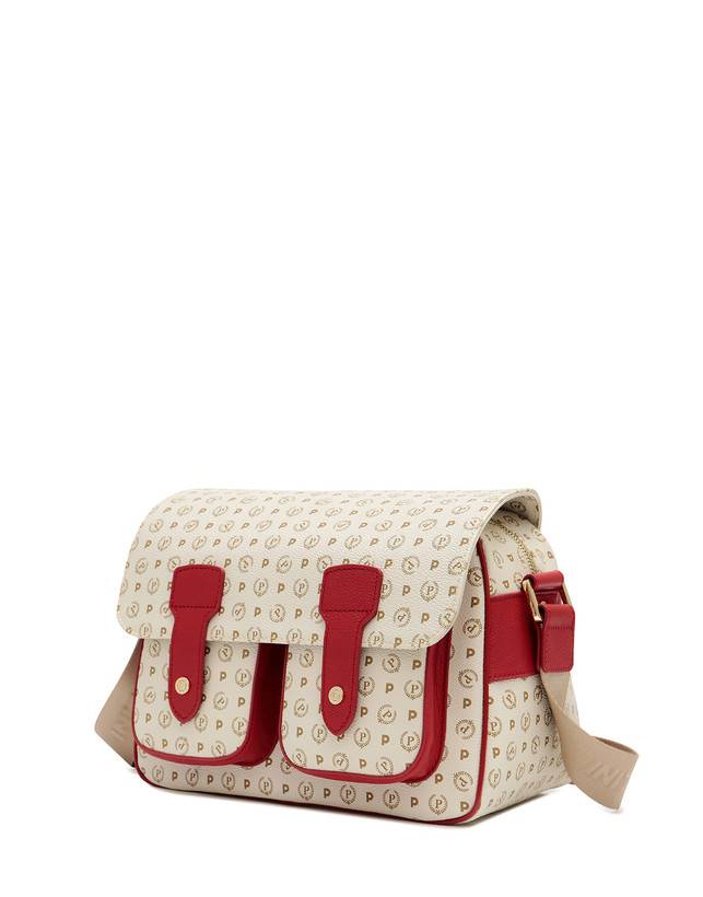 Pollini Borsa Messenger Heritage Logo Classic Avorio/lacca Negozio online di fabbrica