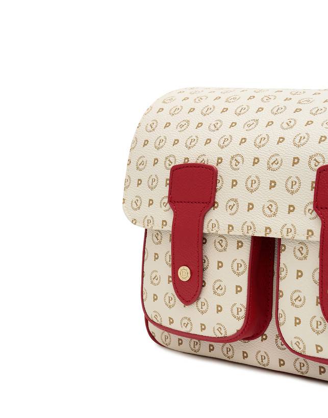 Pollini Borsa Messenger Heritage Logo Classic Avorio/lacca Negozio online di fabbrica