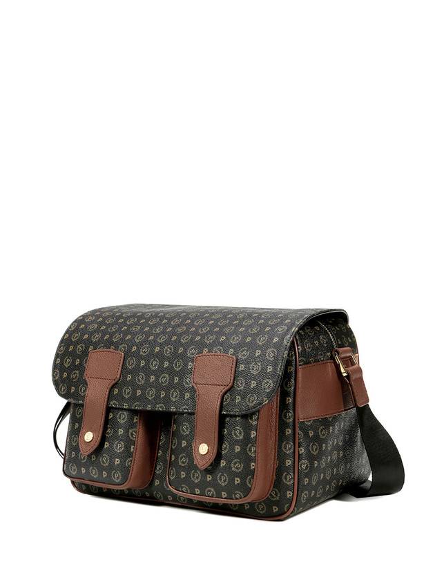 Pollini Borsa A Spalla Multitasche Heritage Logo Classic Nero/marrone Offerta speciale