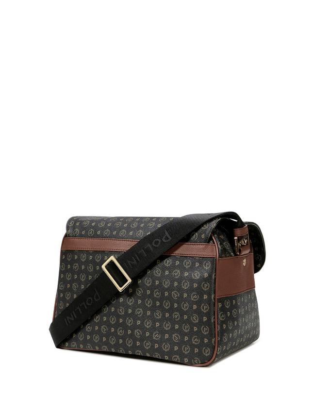 Pollini Borsa A Spalla Multitasche Heritage Logo Classic Nero/marrone Offerta speciale