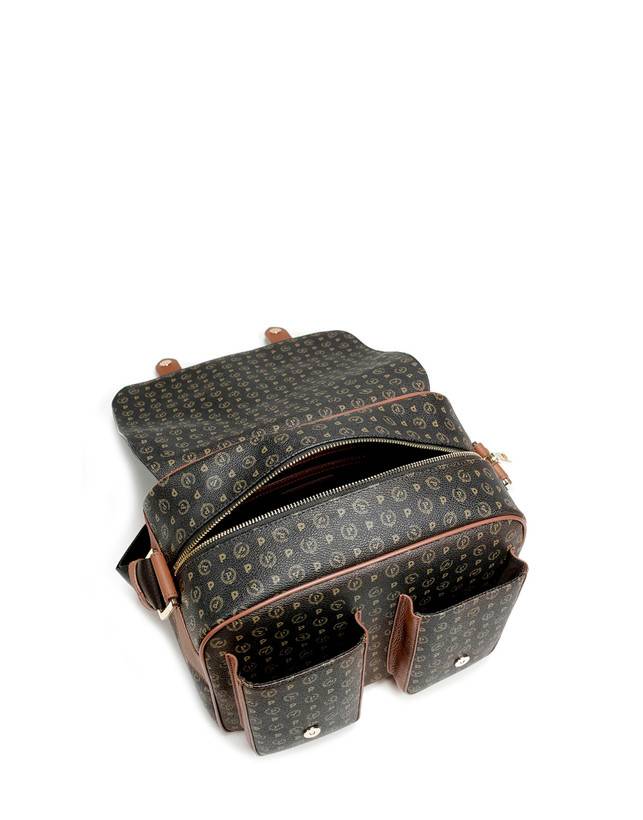 Pollini Borsa A Spalla Multitasche Heritage Logo Classic Nero/marrone Offerta speciale