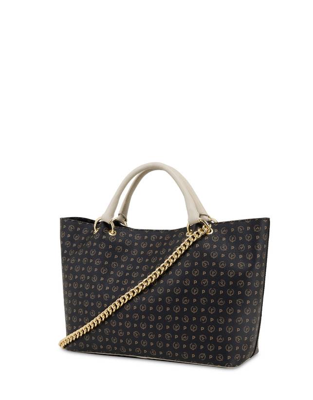 Pollini Borsa Doppio Manico In Pvc Heritage Logo Classic Grande vendita