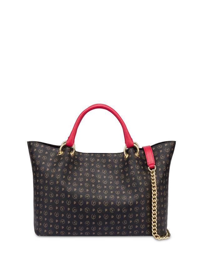 Pollini Borsa Doppio Manico In Pvc Heritage Logo Classic Nero/lacca Flash Sale
