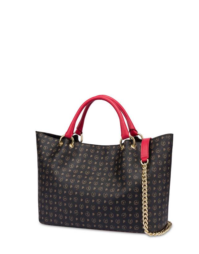 Pollini Borsa Doppio Manico In Pvc Heritage Logo Classic Nero/lacca Flash Sale