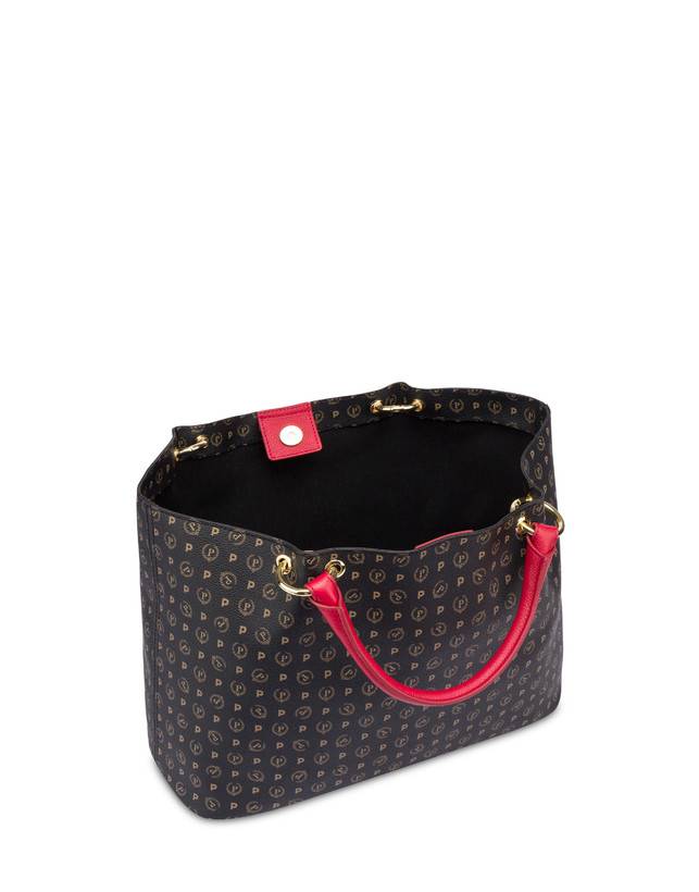 Pollini Borsa Doppio Manico In Pvc Heritage Logo Classic Nero/lacca Flash Sale