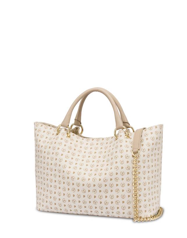 Pollini Borsa Doppio Manico In Pvc Heritage Logo Classic Avorio/ghiaccio Fornitura limitata