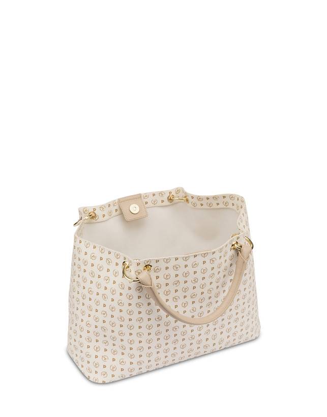 Pollini Borsa Doppio Manico In Pvc Heritage Logo Classic Avorio/ghiaccio Fornitura limitata