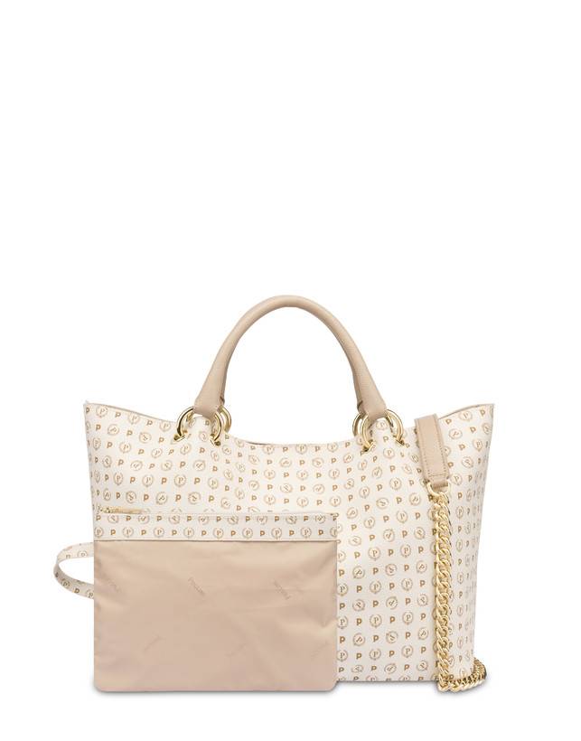 Pollini Borsa Doppio Manico In Pvc Heritage Logo Classic Avorio/ghiaccio Fornitura limitata