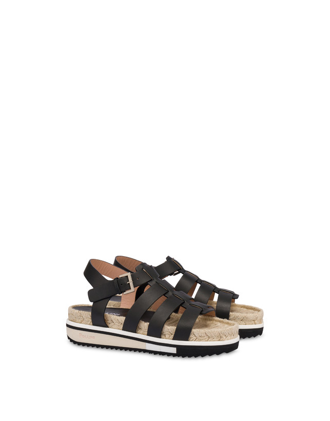 Pollini Sandali Fussbett In Vacchetta Flower Garden Nero Vendite stagionali