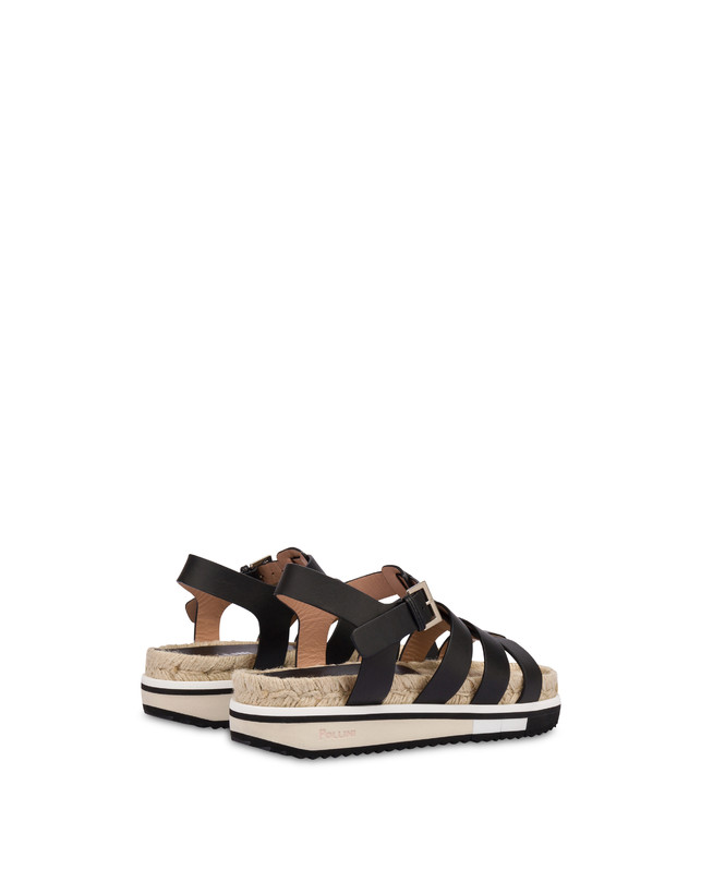 Pollini Sandali Fussbett In Vacchetta Flower Garden Nero Vendite stagionali
