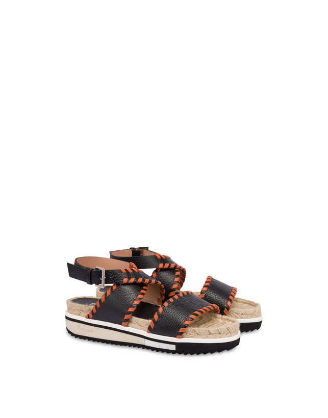 Pollini Sandali Fussbett In Vitello Decorato Flower Garden Nero/wood Cyber Monday
