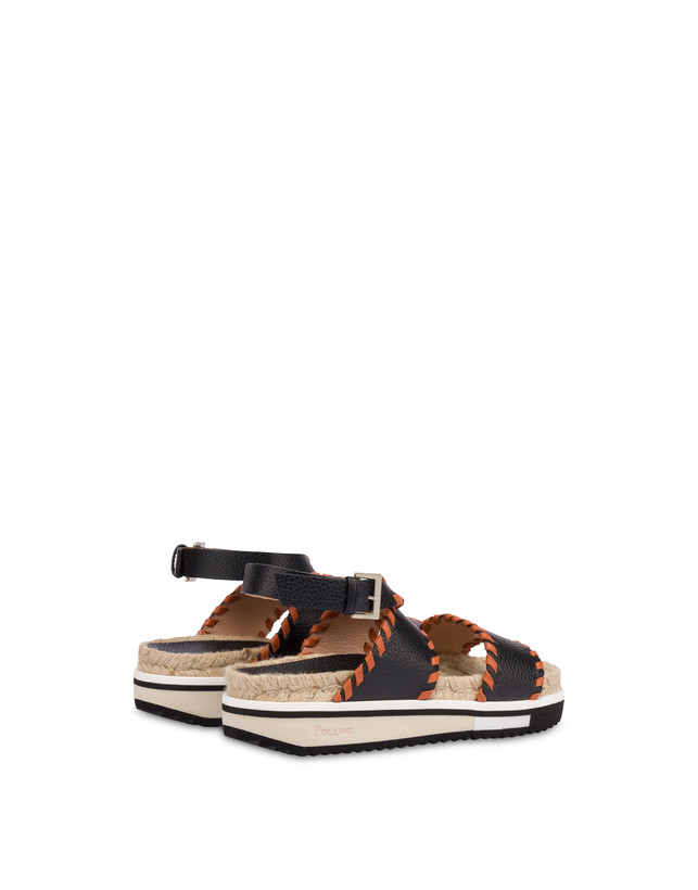 Pollini Sandali Fussbett In Vitello Decorato Flower Garden Nero/wood Cyber Monday