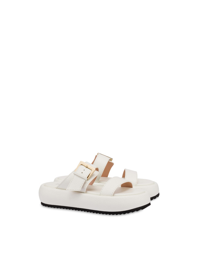 Pollini Sandali Flatform In Vitello Bottalato Ethos Bianco Offerta Pasqua