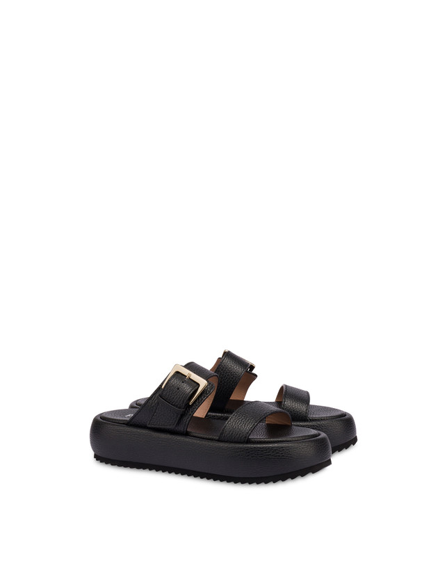 Pollini Sandali Flatform In Vitello Bottalato Ethos Nero Offerta per la Festa della Mamma