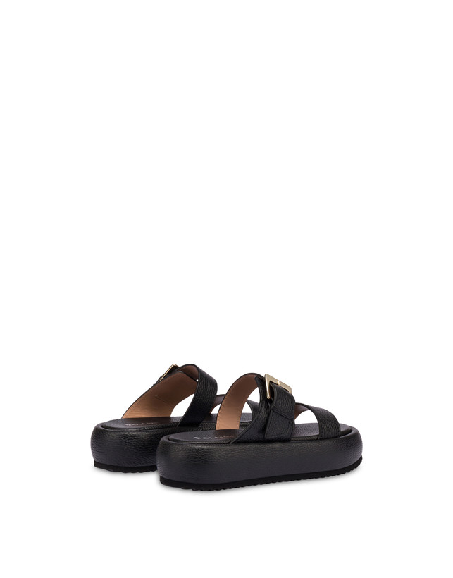 Pollini Sandali Flatform In Vitello Bottalato Ethos Nero Offerta per la Festa della Mamma