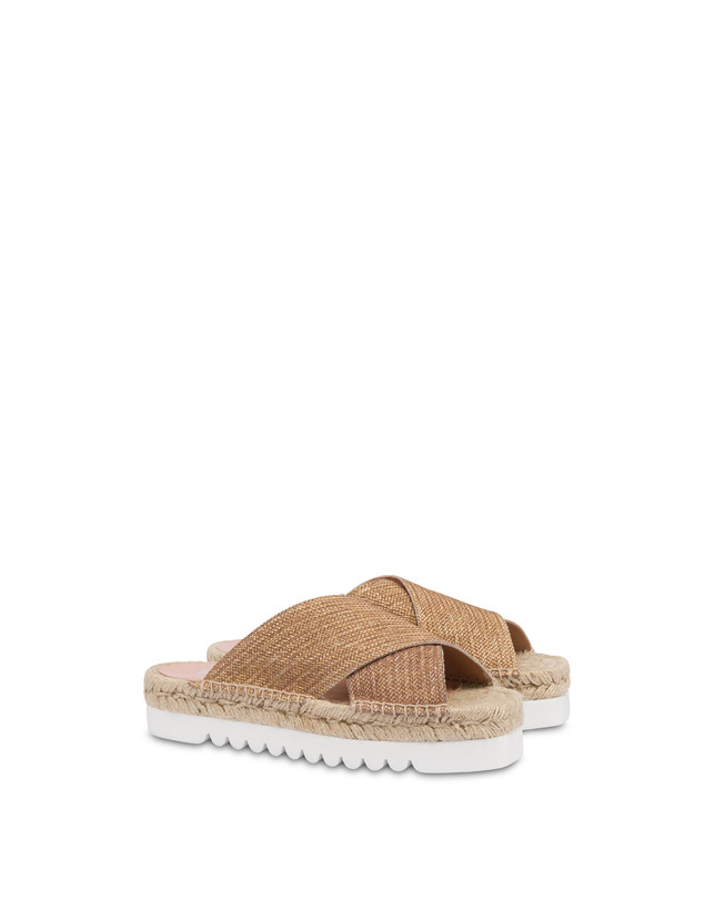 Pollini Sandali Espadrillas In Vitello Stampa Intreccio Summer Time Wood-oro Vendita calda