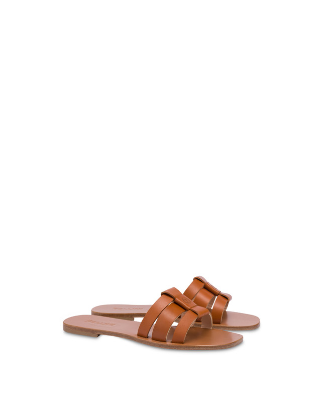 Pollini Sandali Flat In Vacchetta Sahara Wood Latest fashion