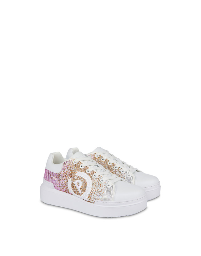 Pollini Sneakers Con Strass Degradé Bling Carrie Bianco/bianco Grandi sconti