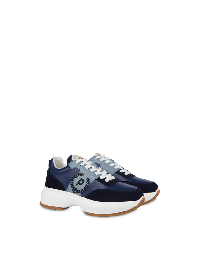 Pollini Sneakers In Vitello E Crosta Emily Navy/navy/sky/nero Nuovi prodotti