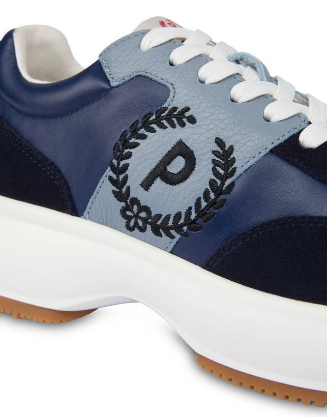 Pollini Sneakers In Vitello E Crosta Emily Navy/navy/sky/nero Nuovi prodotti