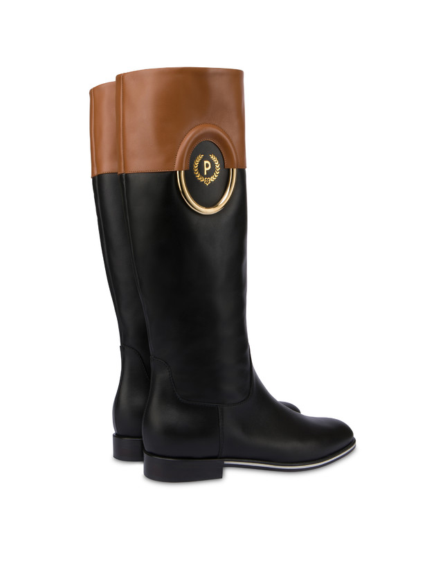Pollini Stivali In Vitello Bicolor Wonder Nero/toffee Bestseller