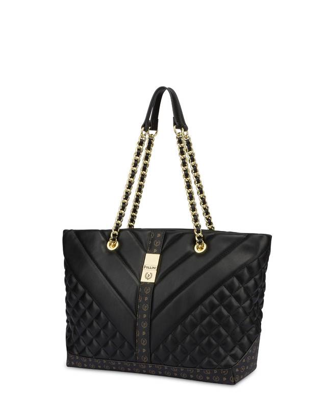 Pollini Tote Bag Matelassé Backgammon Nero/nero Offerte speciali