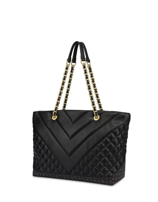 Pollini Tote Bag Matelassé Backgammon Nero/nero Offerte speciali