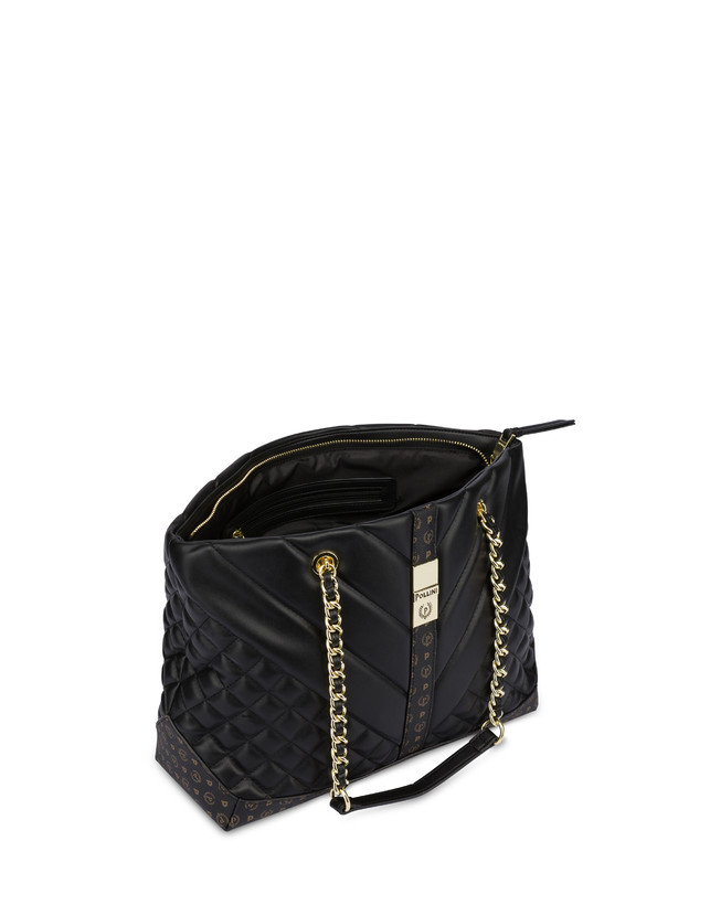 Pollini Tote Bag Matelassé Backgammon Nero/nero Offerte speciali