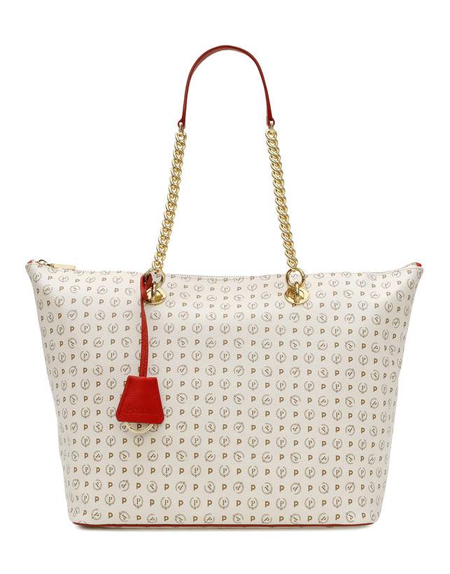 Pollini Shopping Bag Heritage Logo Classic Avorio/lacca Fino al 65% di sconto