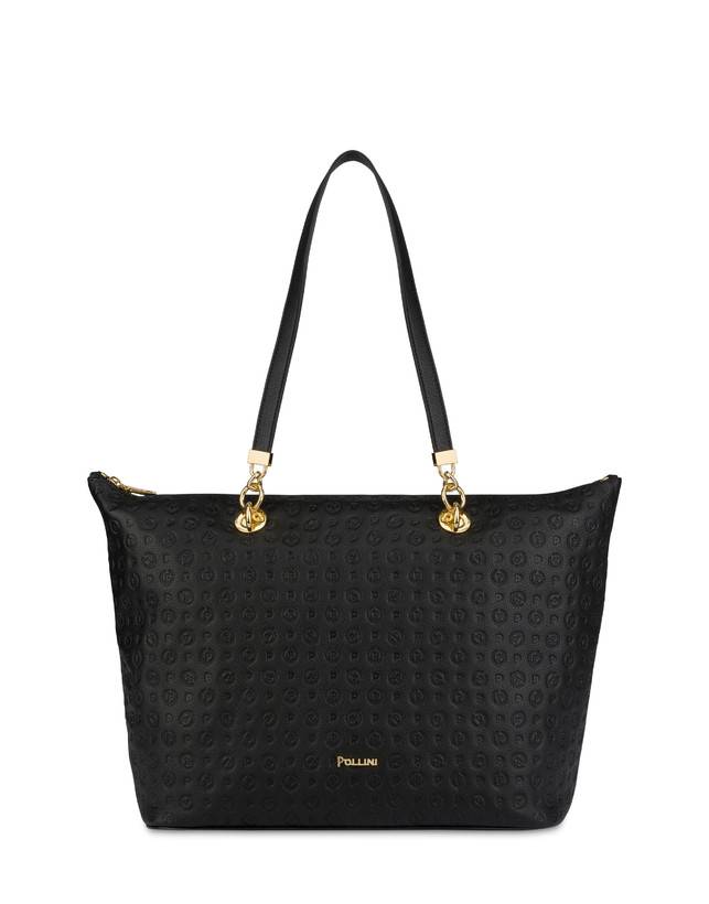 Pollini Shopping Bag Heritage Logo Embossed Nero Offerta speciale della fabbrica
