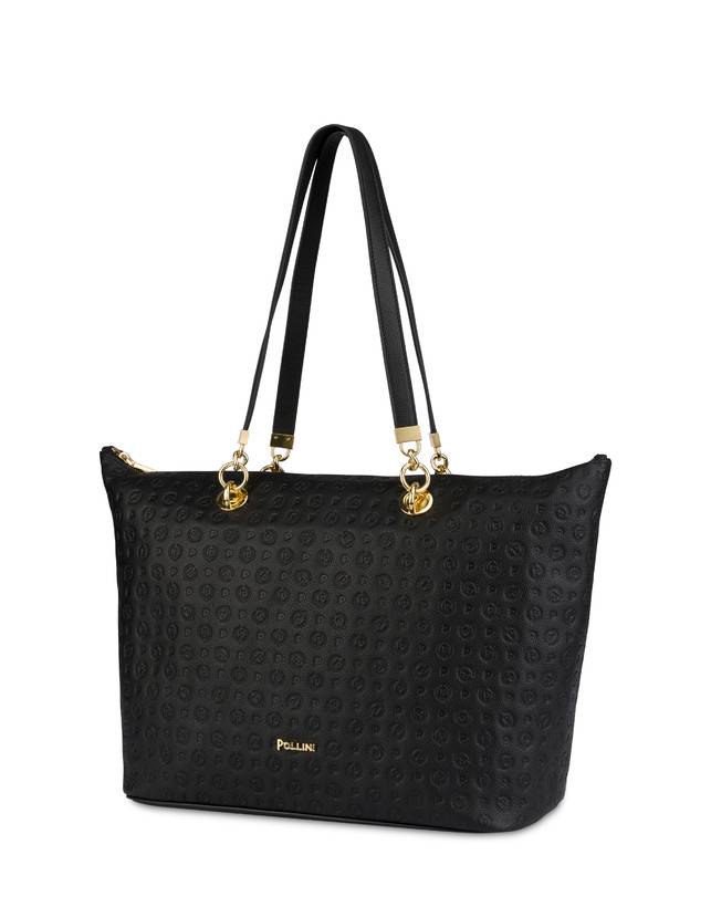 Pollini Shopping Bag Heritage Logo Embossed Nero Offerta speciale della fabbrica