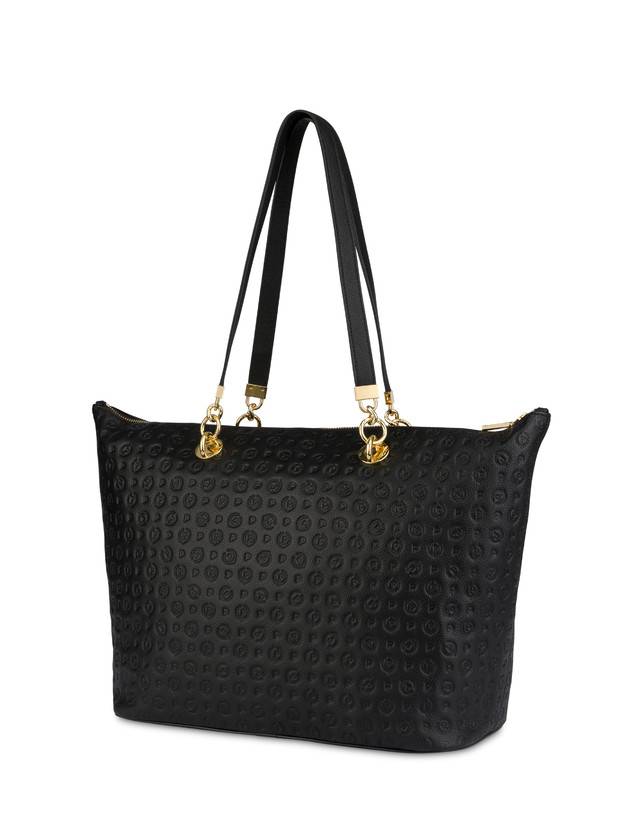 Pollini Shopping Bag Heritage Logo Embossed Nero Offerta speciale della fabbrica