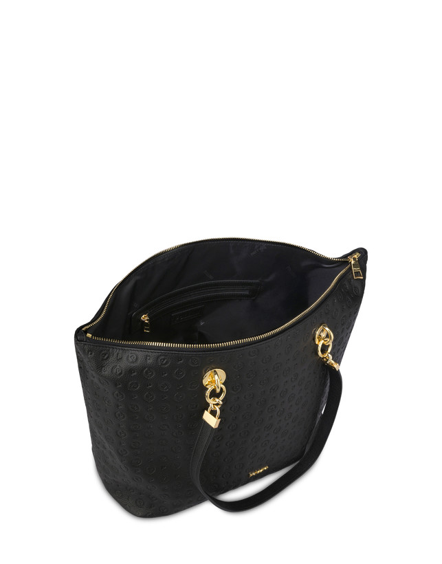 Pollini Shopping Bag Heritage Logo Embossed Nero Offerta speciale della fabbrica